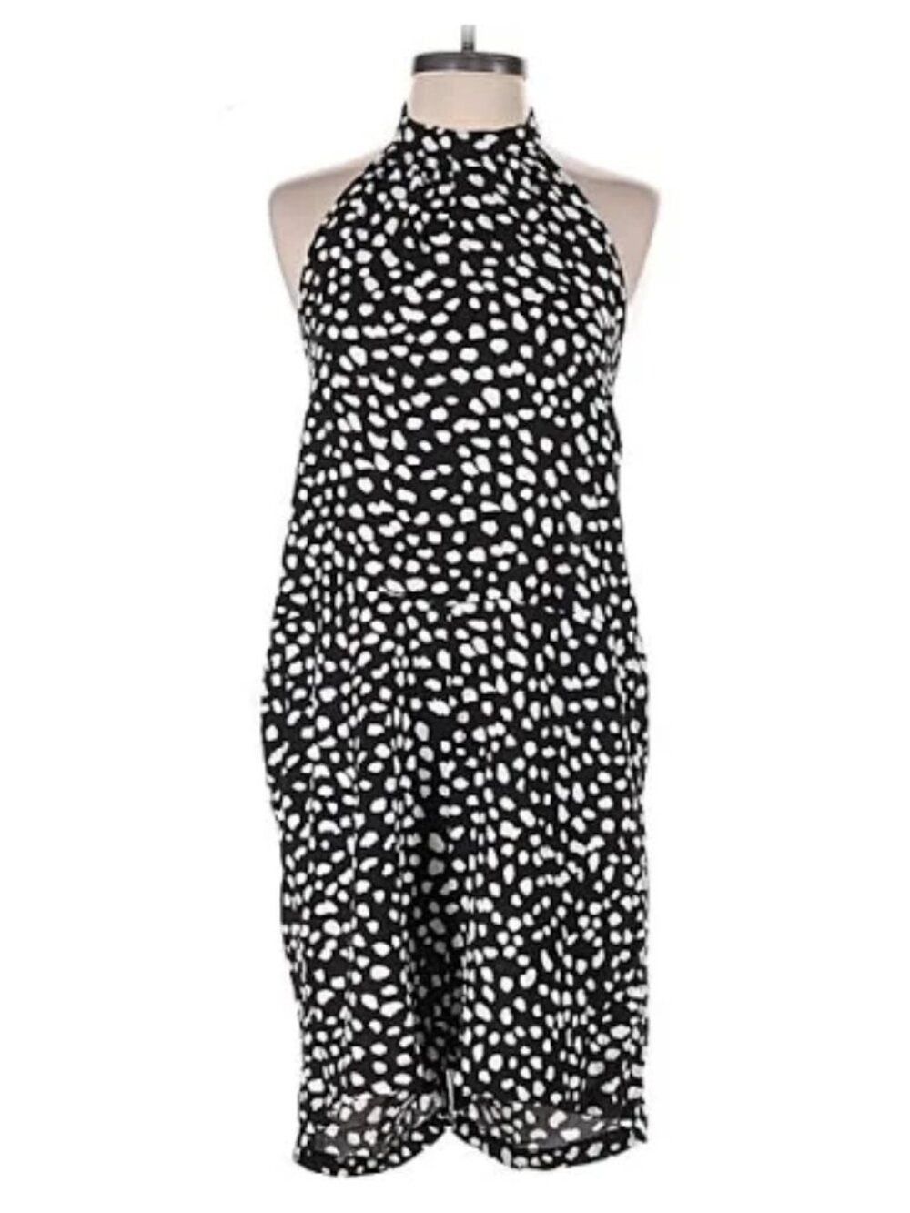Beachsissi Black Halter Top Romper With White Splatter Dots Beach Summer Small